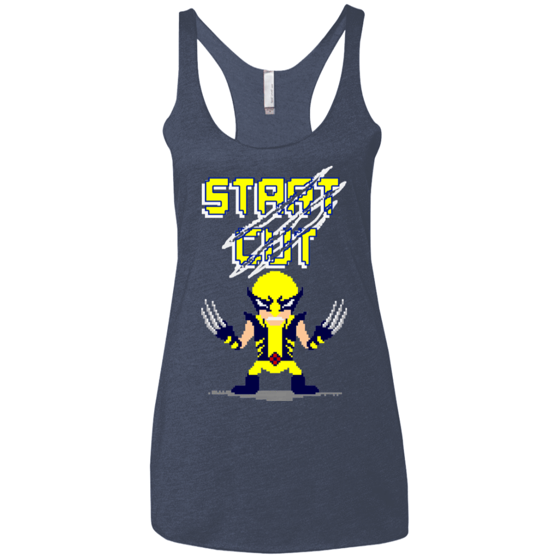 T-Shirts Vintage Navy / X-Small Pixel Wolf Women's Triblend Racerback Tank