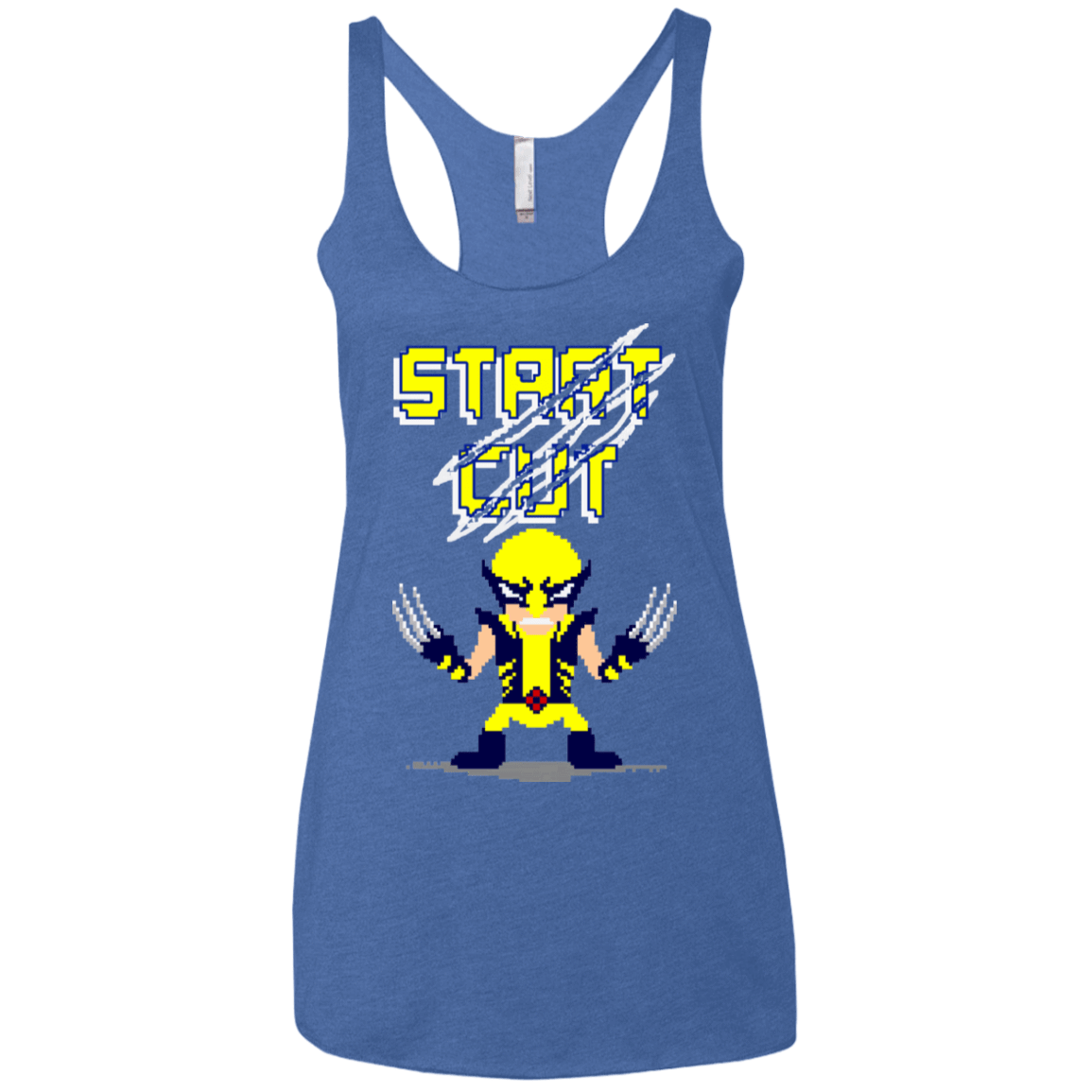 T-Shirts Vintage Royal / X-Small Pixel Wolf Women's Triblend Racerback Tank