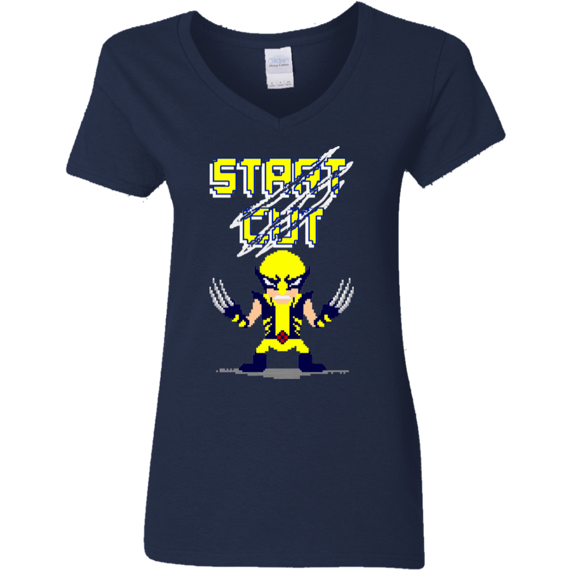 T-Shirts Navy / S Pixel Wolf Women's V-Neck T-Shirt