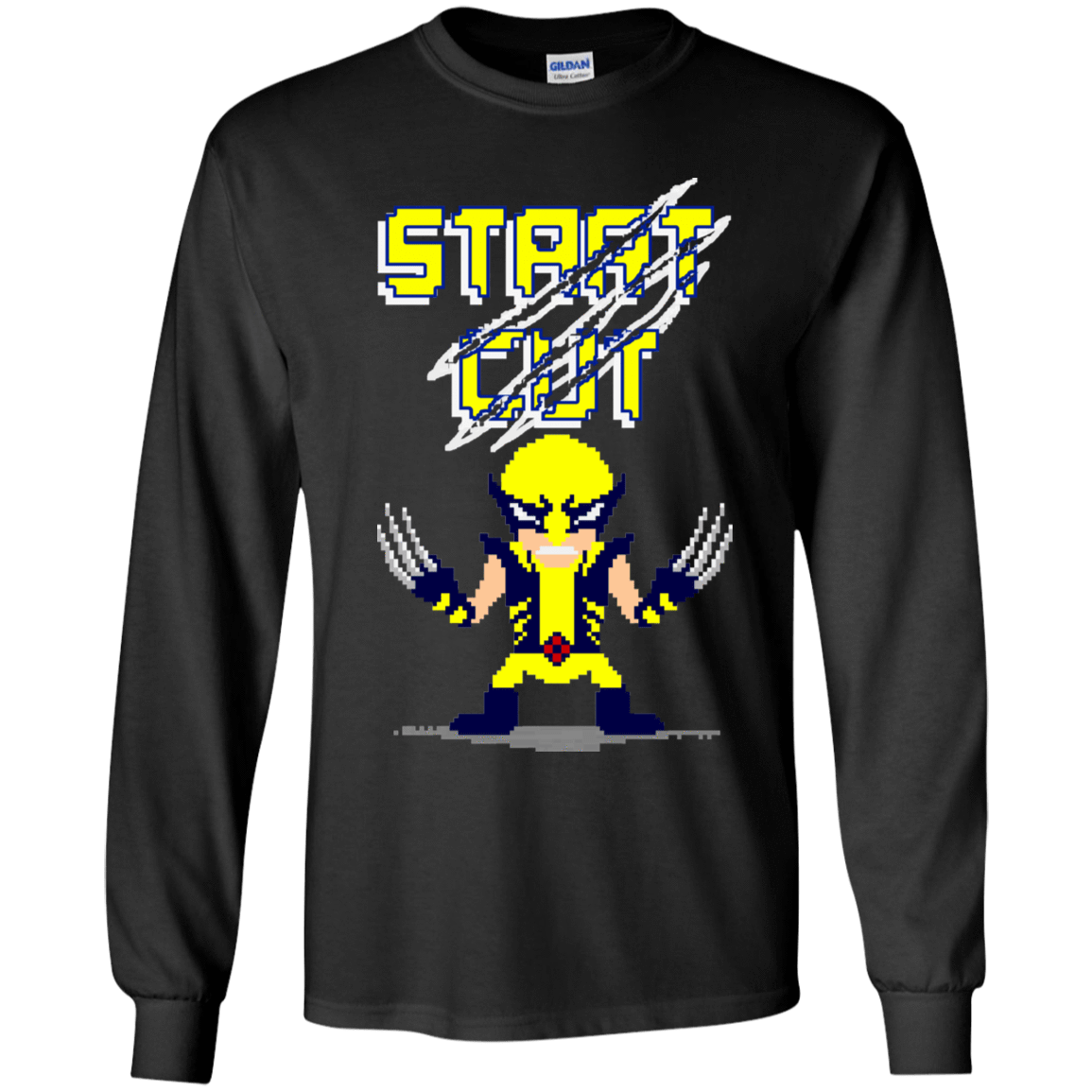 T-Shirts Black / YS Pixel Wolf Youth Long Sleeve T-Shirt