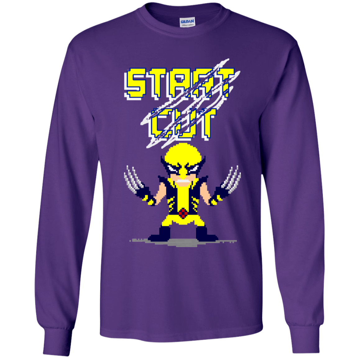 T-Shirts Purple / YS Pixel Wolf Youth Long Sleeve T-Shirt
