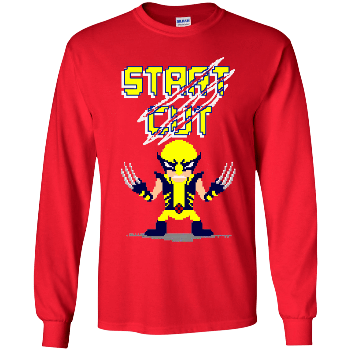 T-Shirts Red / YS Pixel Wolf Youth Long Sleeve T-Shirt