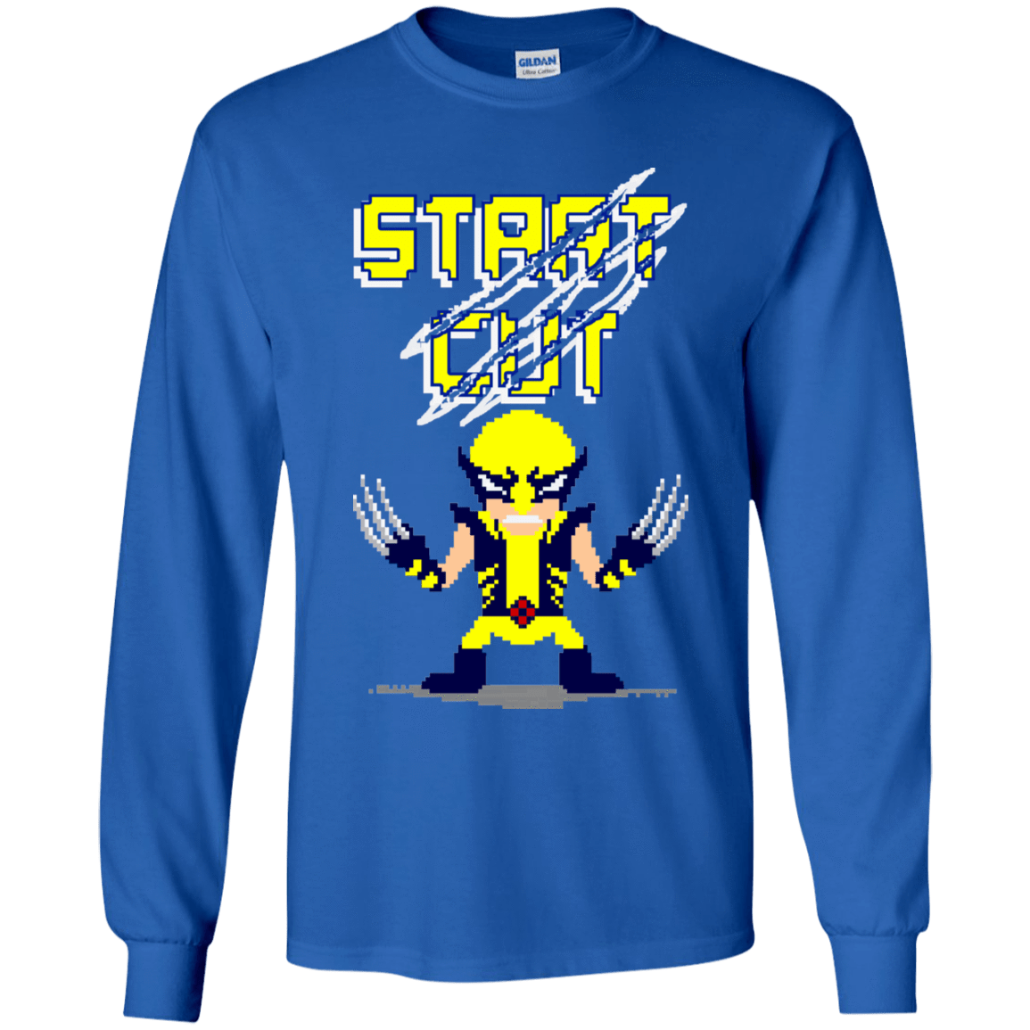T-Shirts Royal / YS Pixel Wolf Youth Long Sleeve T-Shirt