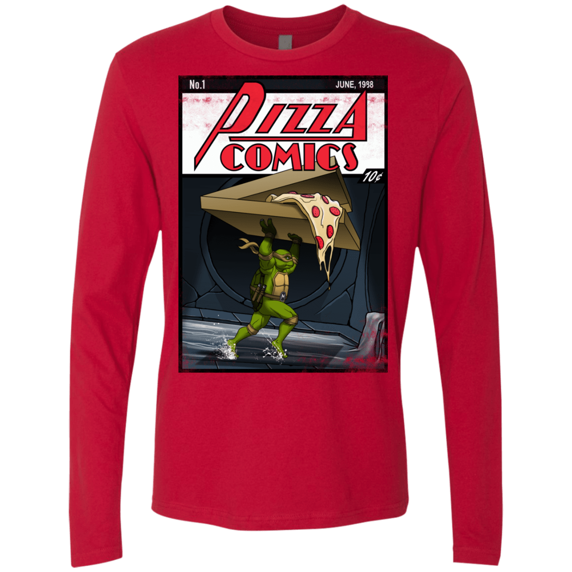 T-Shirts Red / Small Pizza Comics Men's Premium Long Sleeve