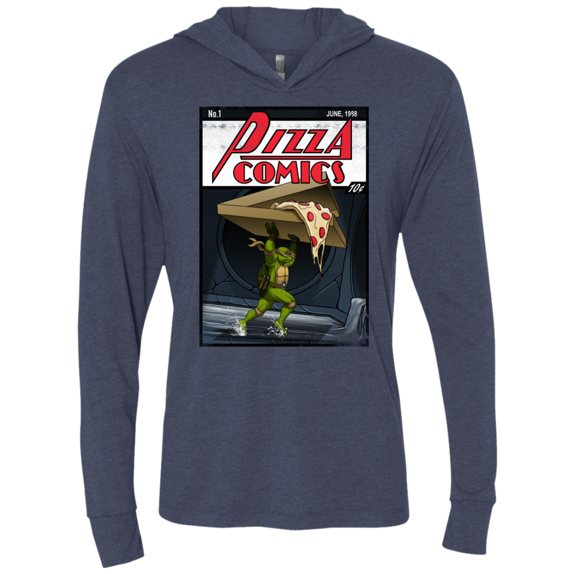 T-Shirts Vintage Navy / X-Small Pizza Comics Triblend Long Sleeve Hoodie Tee