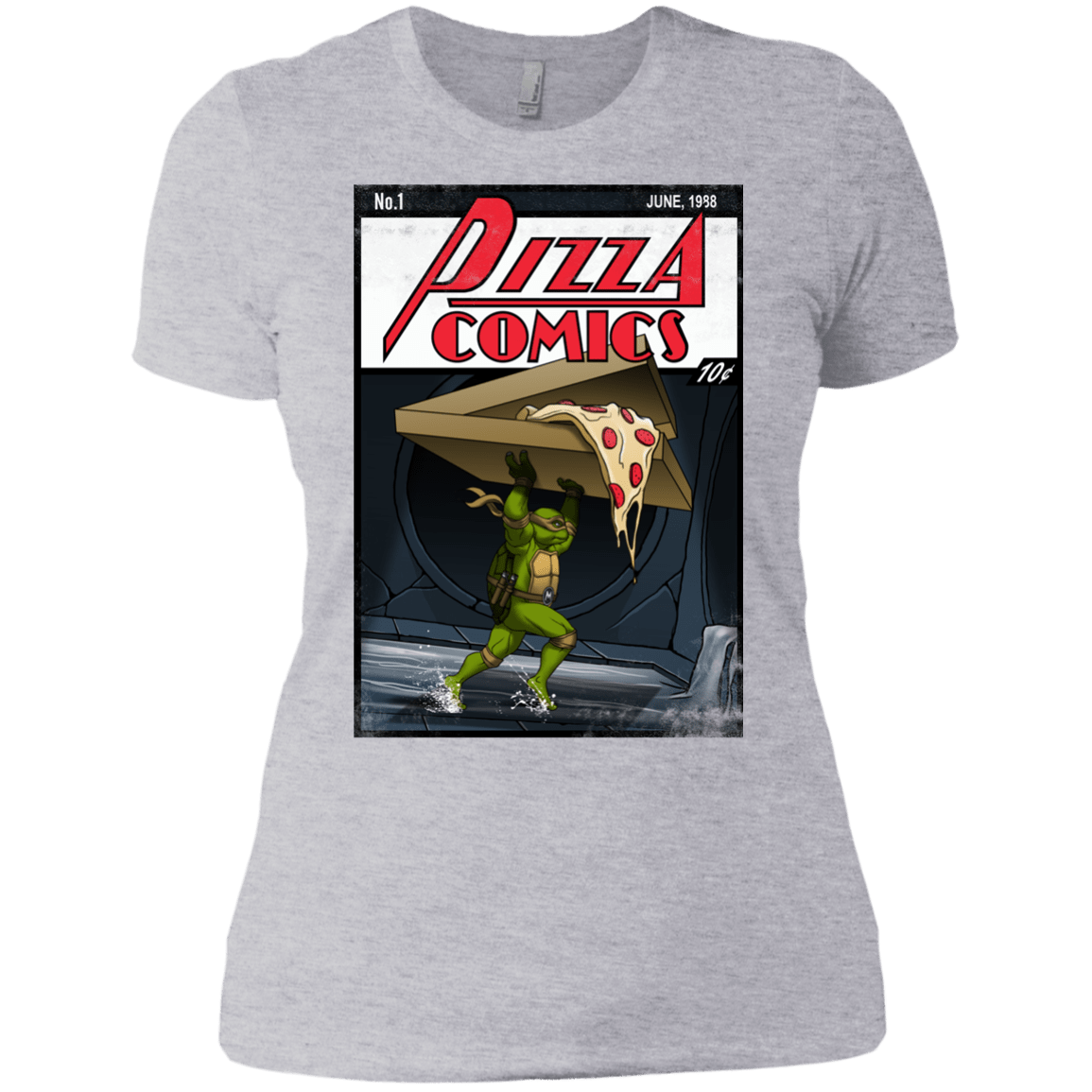 T-Shirts Heather Grey / X-Small Pizza Comics Women's Premium T-Shirt
