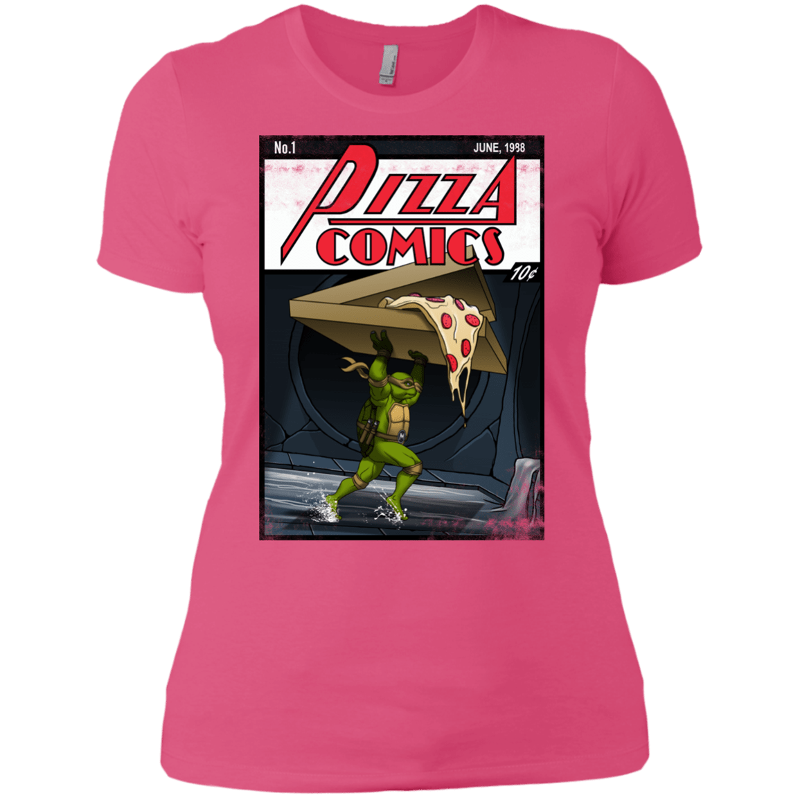 T-Shirts Hot Pink / X-Small Pizza Comics Women's Premium T-Shirt