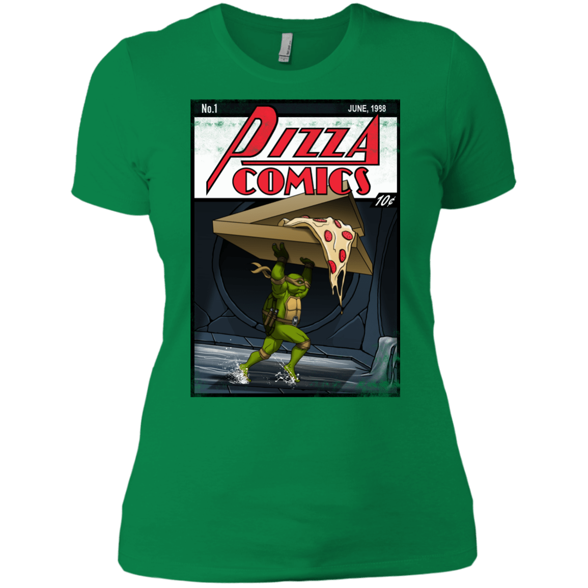 T-Shirts Kelly Green / X-Small Pizza Comics Women's Premium T-Shirt