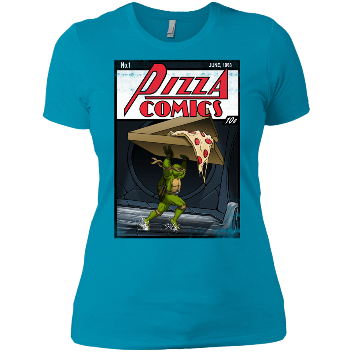 T-Shirts Turquoise / X-Small Pizza Comics Women's Premium T-Shirt