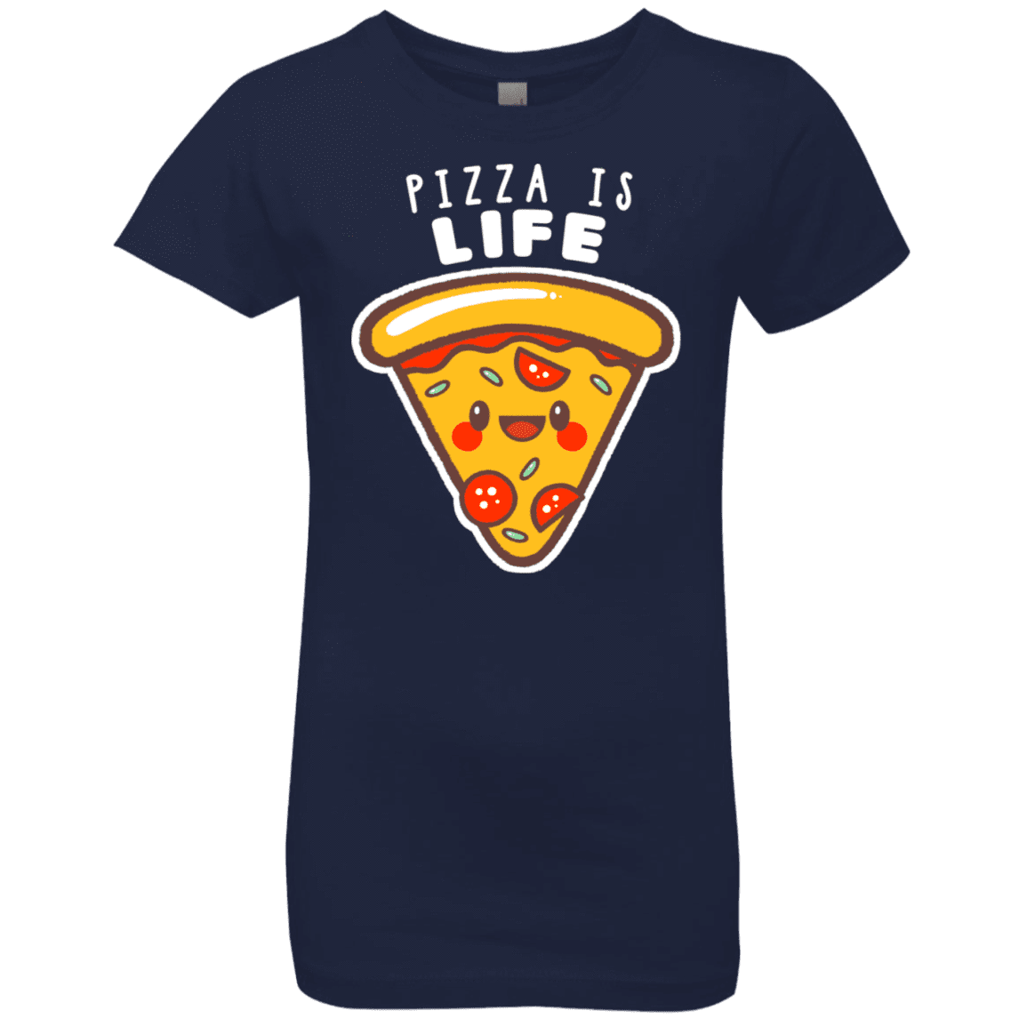 T-Shirts Midnight Navy / YXS Pizza is Life Girls Premium T-Shirt