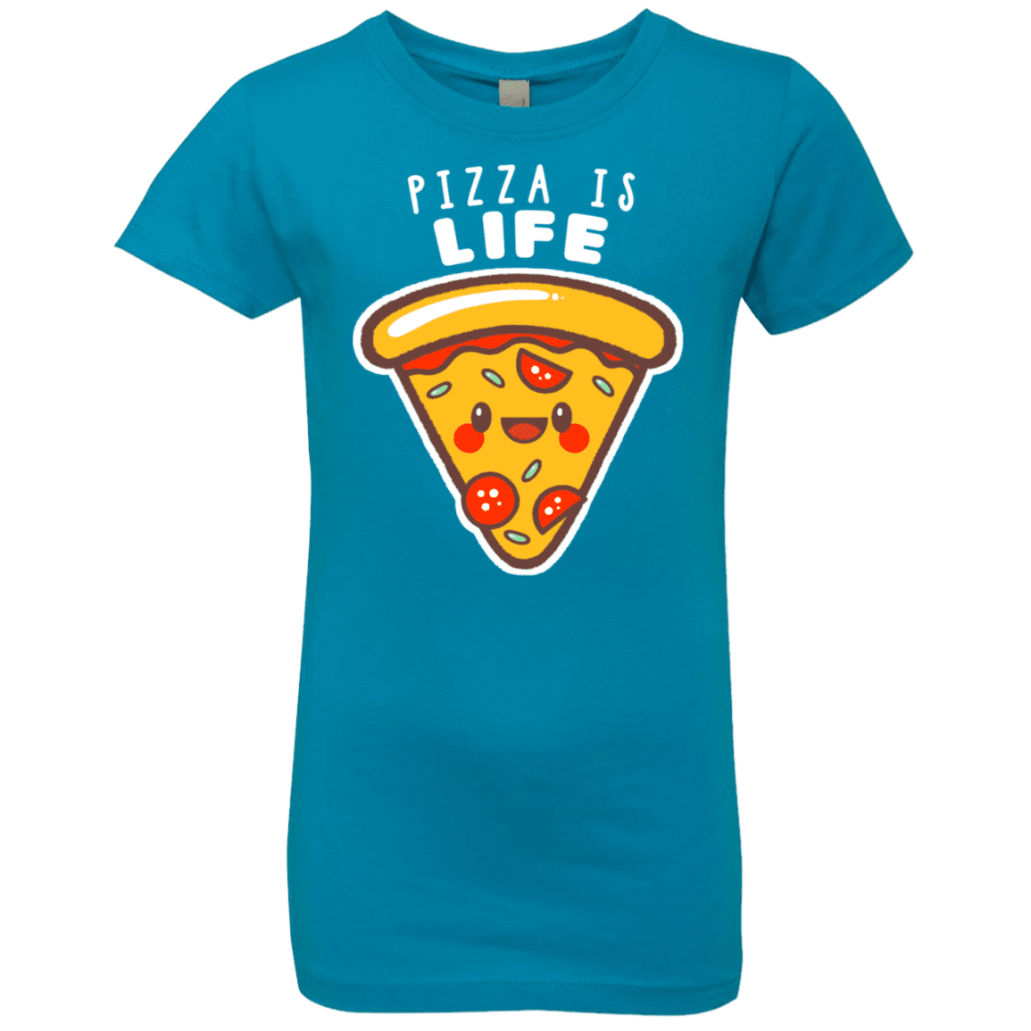 T-Shirts Turquoise / YXS Pizza is Life Girls Premium T-Shirt