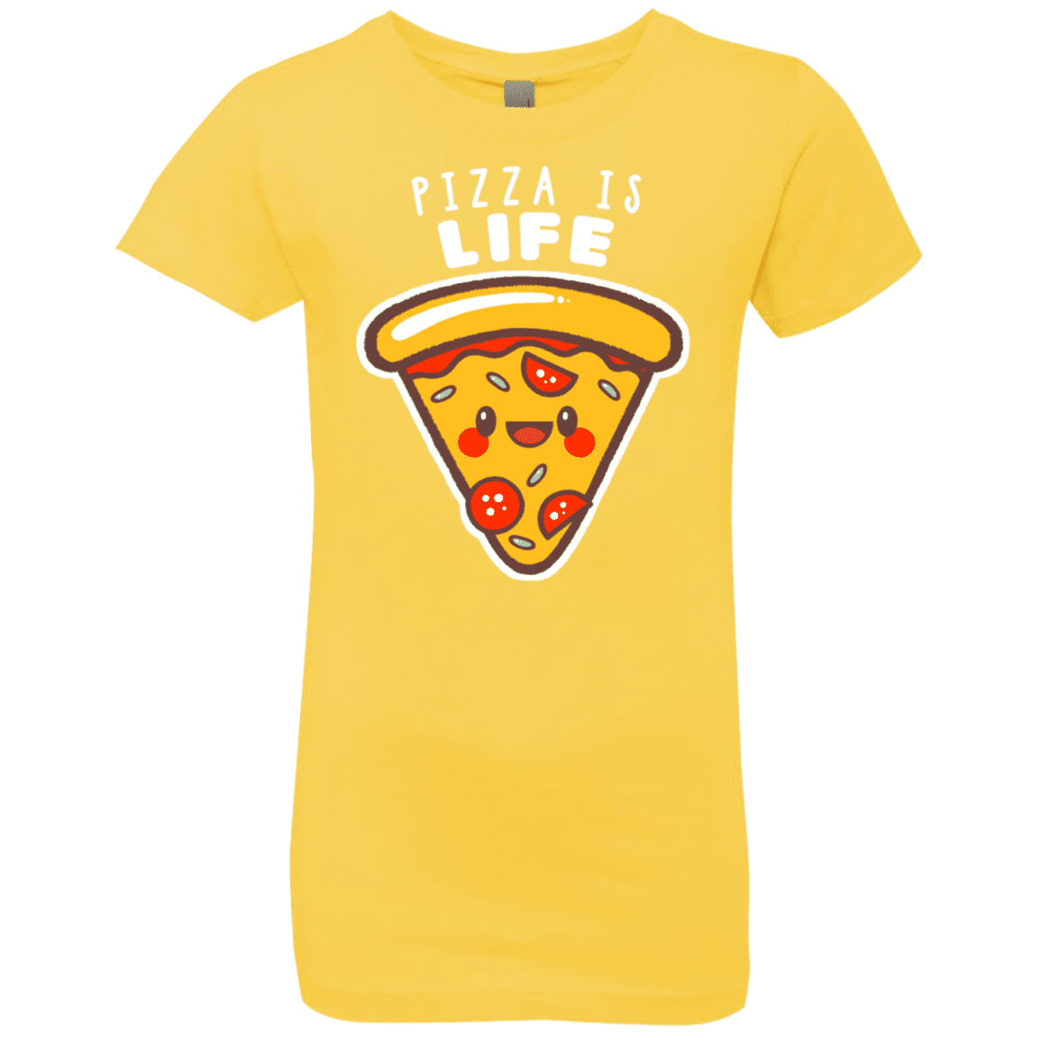 T-Shirts Vibrant Yellow / YXS Pizza is Life Girls Premium T-Shirt