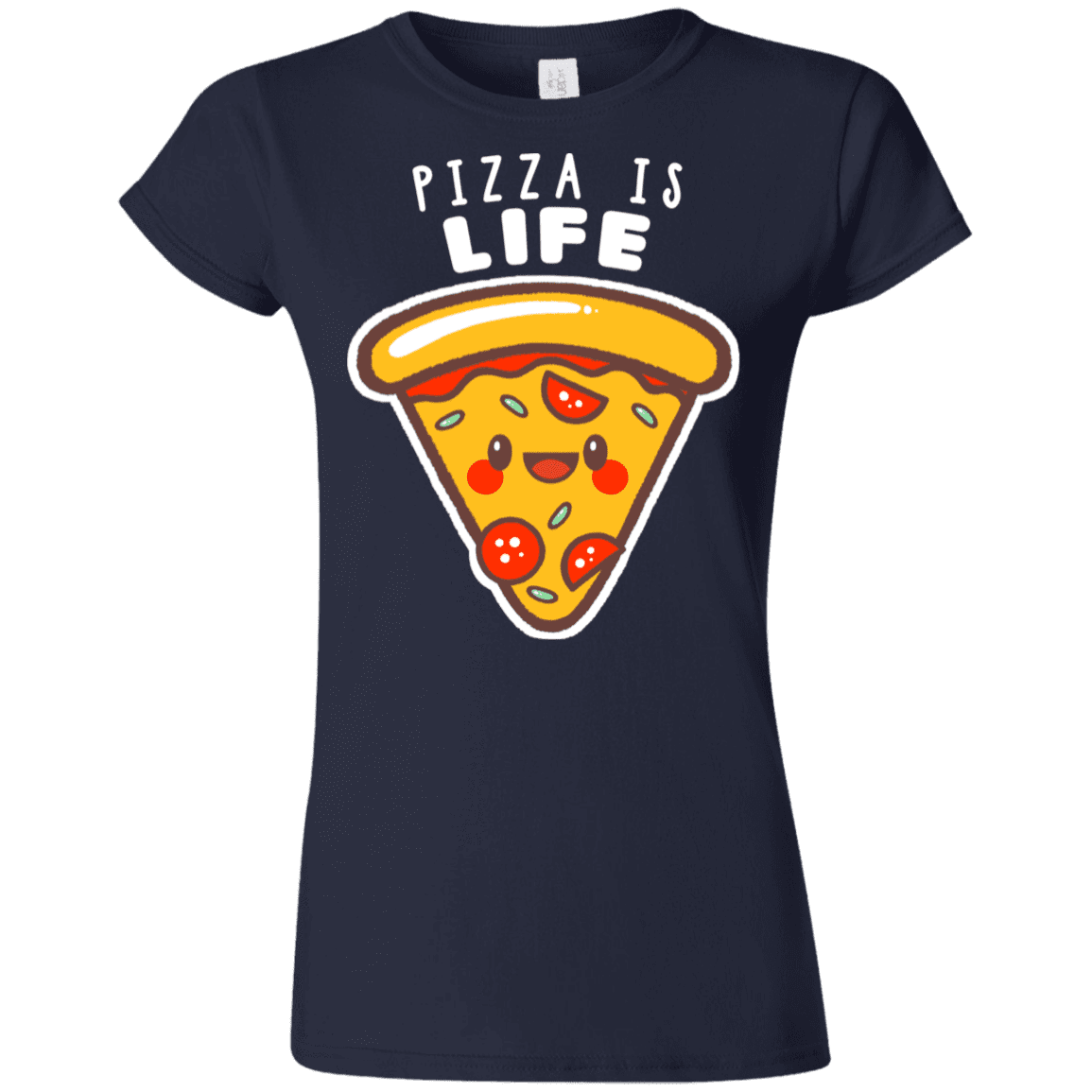 T-Shirts Navy / S Pizza is Life Junior Slimmer-Fit T-Shirt