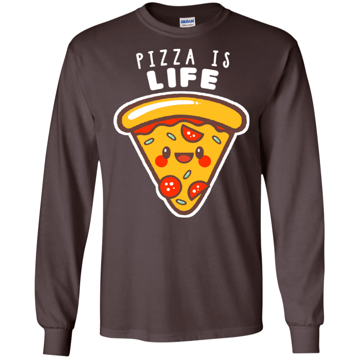 T-Shirts Dark Chocolate / S Pizza is Life Men's Long Sleeve T-Shirt
