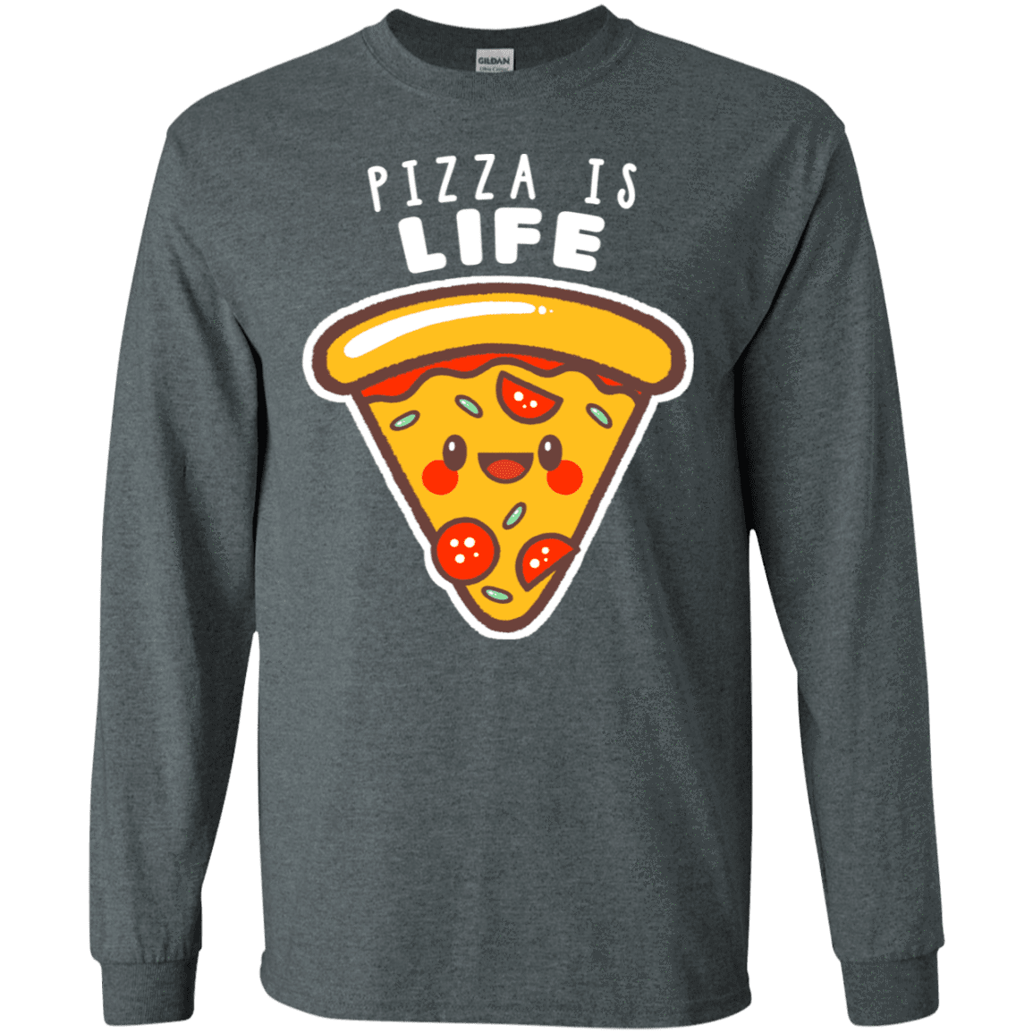 T-Shirts Dark Heather / S Pizza is Life Men's Long Sleeve T-Shirt