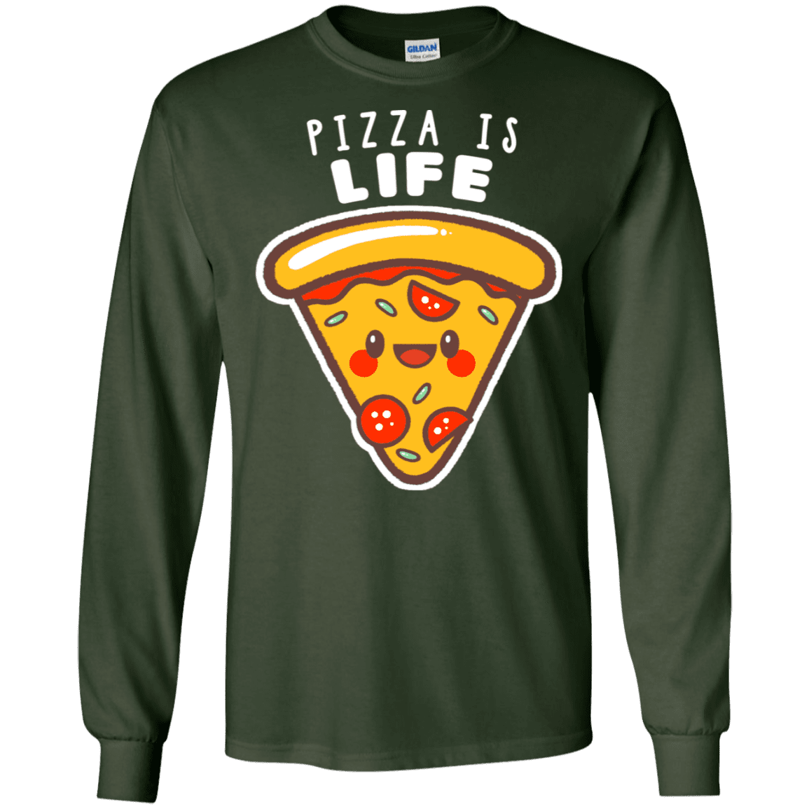 T-Shirts Forest Green / S Pizza is Life Men's Long Sleeve T-Shirt