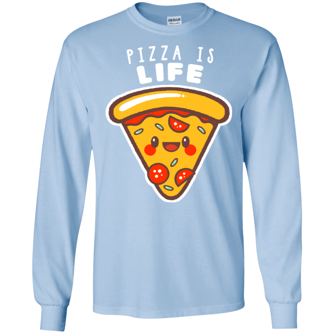 T-Shirts Light Blue / S Pizza is Life Men's Long Sleeve T-Shirt
