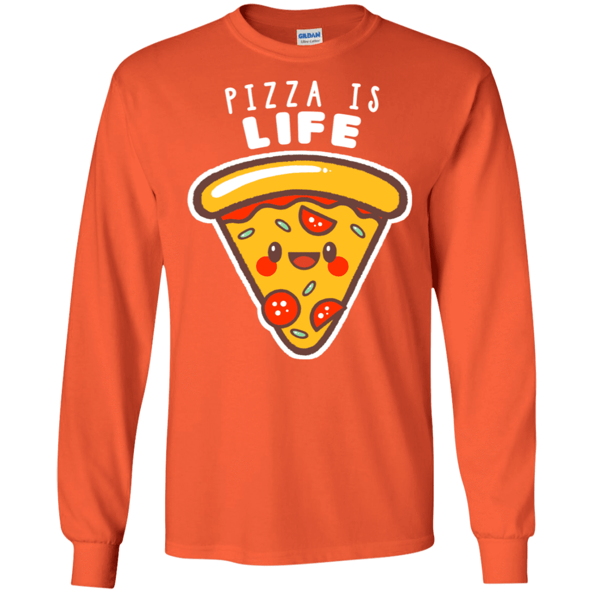 T-Shirts Orange / S Pizza is Life Men's Long Sleeve T-Shirt