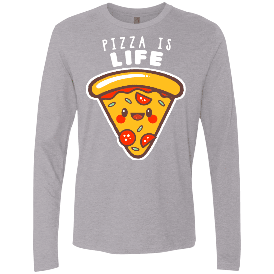T-Shirts Heather Grey / S Pizza is Life Men's Premium Long Sleeve