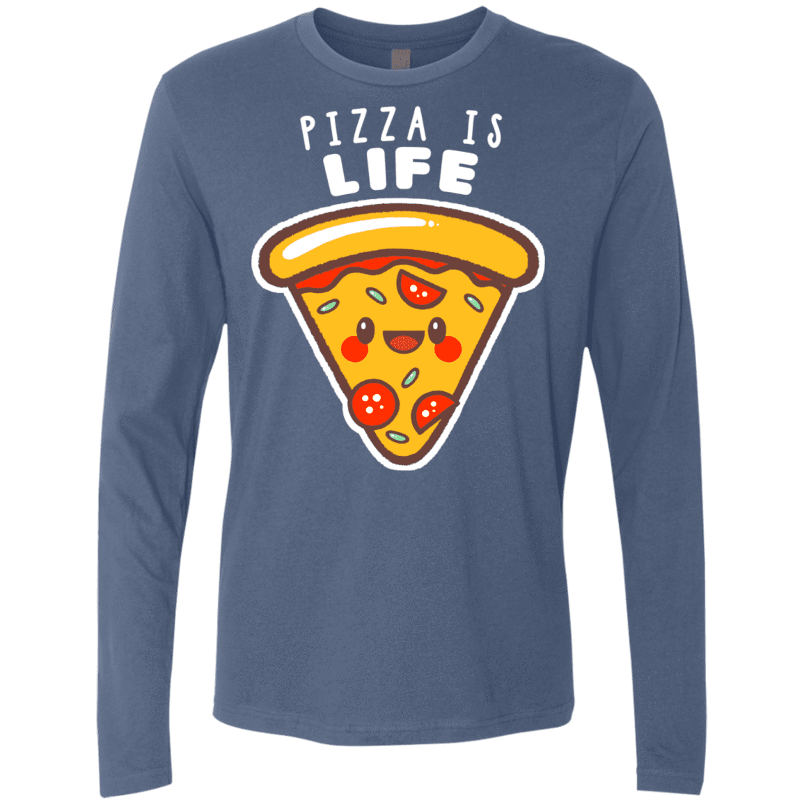 T-Shirts Indigo / S Pizza is Life Men's Premium Long Sleeve