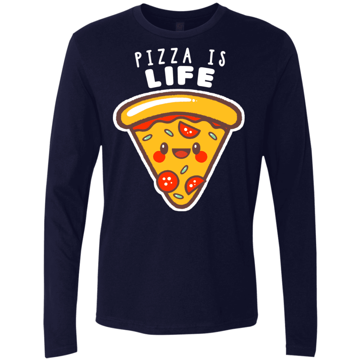 T-Shirts Midnight Navy / S Pizza is Life Men's Premium Long Sleeve