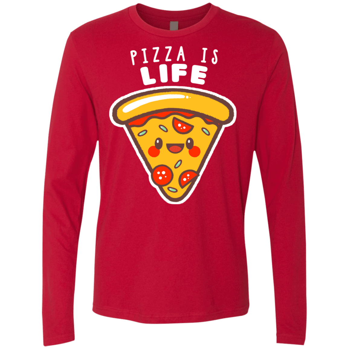 T-Shirts Red / S Pizza is Life Men's Premium Long Sleeve