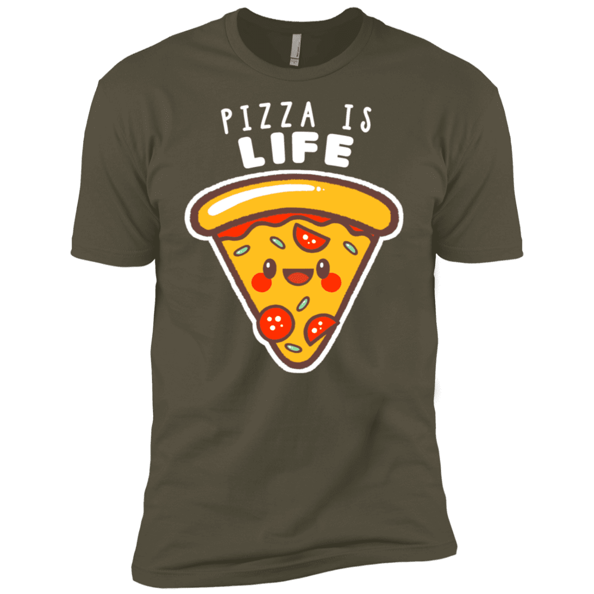 T-Shirts Military Green / X-Small Pizza is Life Men's Premium T-Shirt
