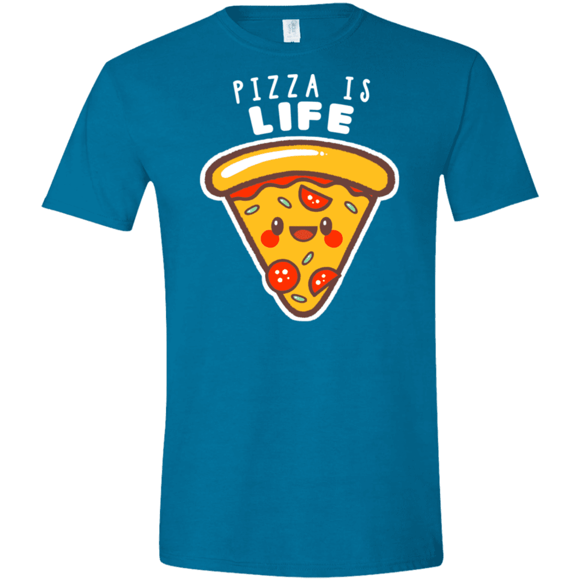 T-Shirts Antique Sapphire / S Pizza is Life Men's Semi-Fitted Softstyle