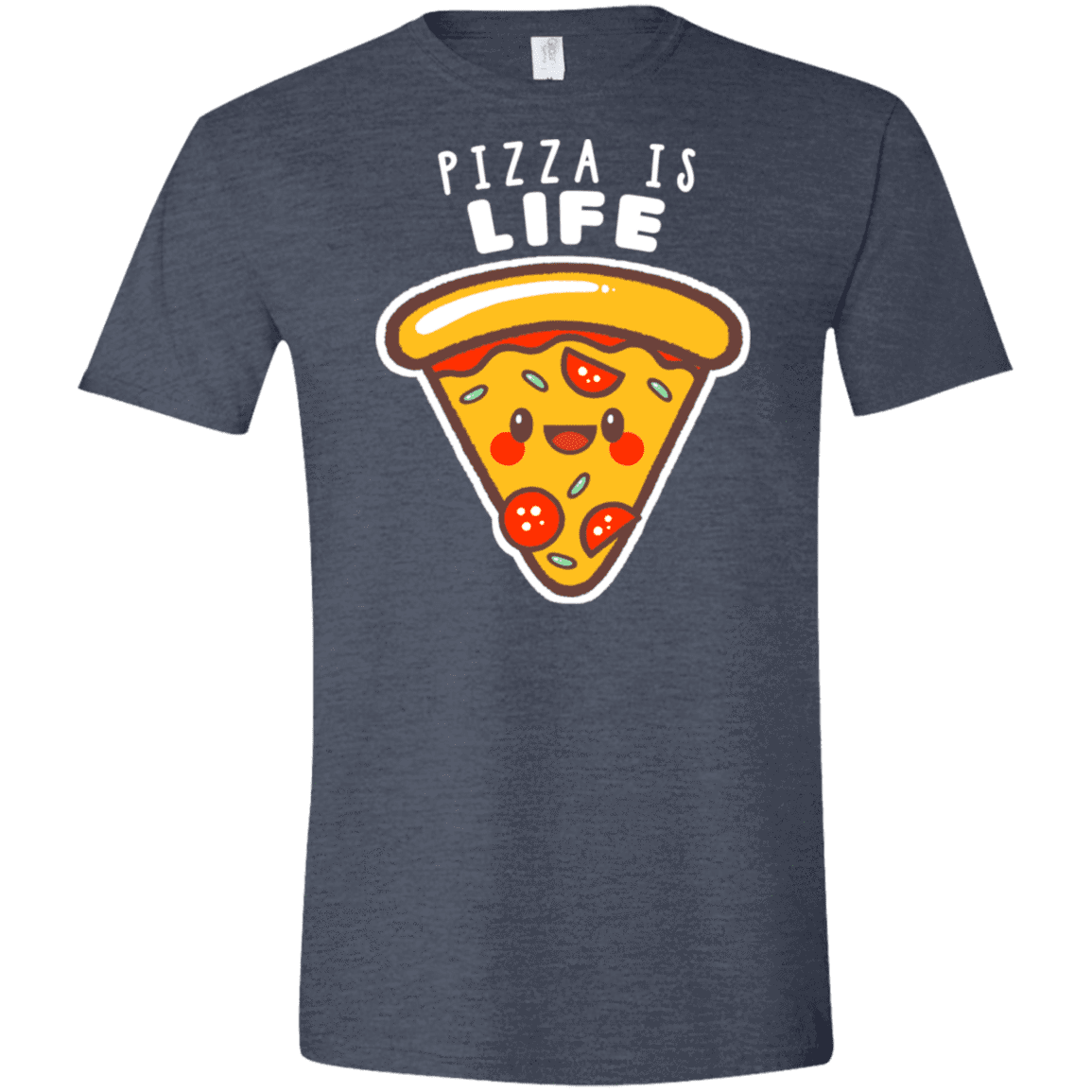 T-Shirts Heather Navy / S Pizza is Life Men's Semi-Fitted Softstyle