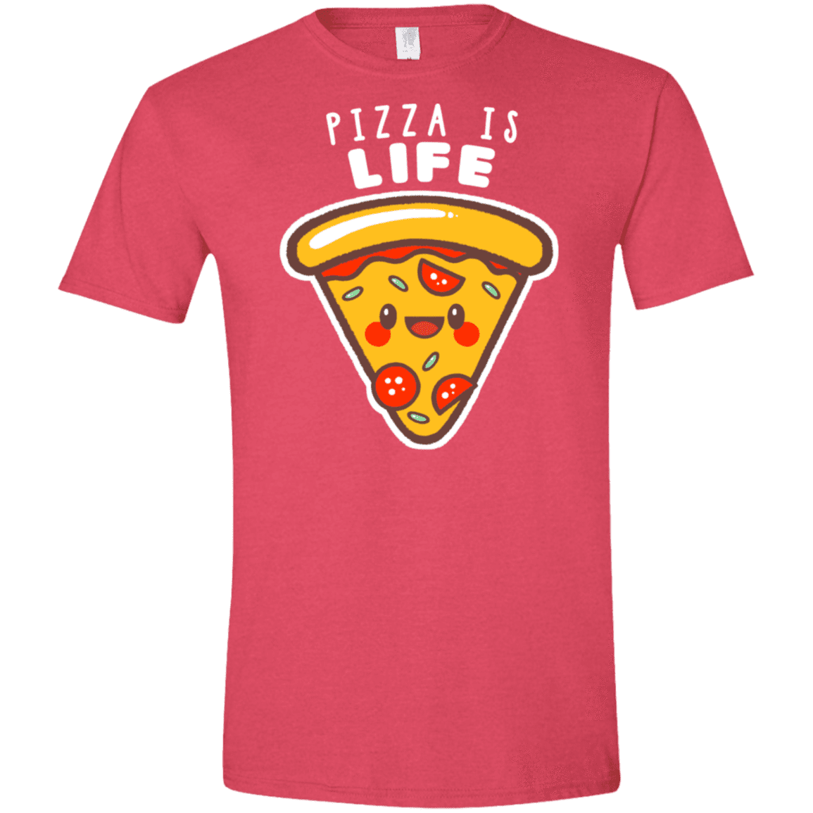T-Shirts Heather Red / S Pizza is Life Men's Semi-Fitted Softstyle
