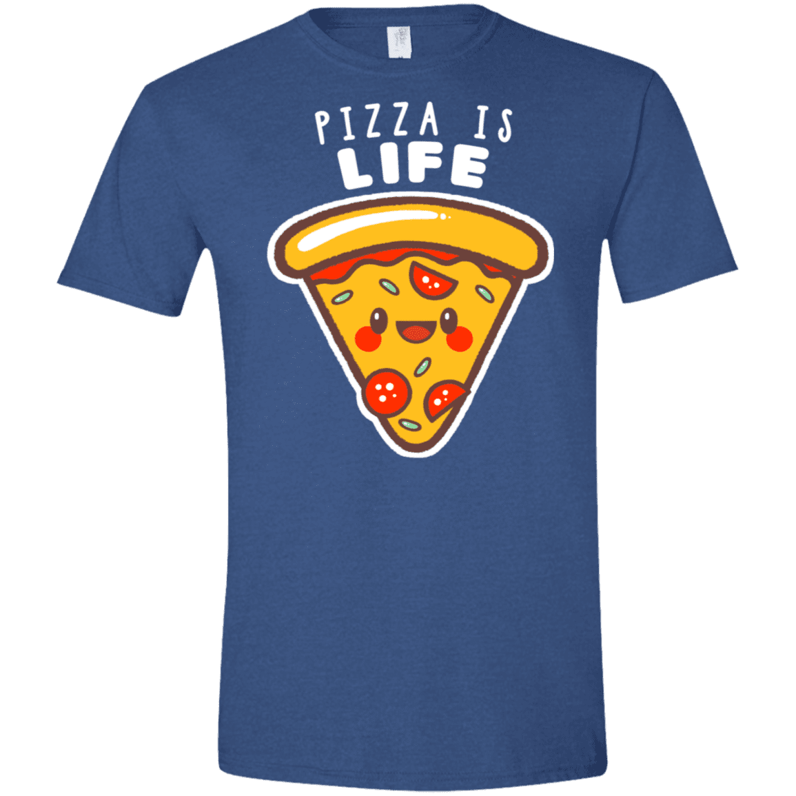 T-Shirts Heather Royal / X-Small Pizza is Life Men's Semi-Fitted Softstyle