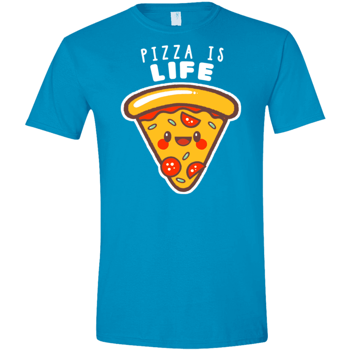 T-Shirts Sapphire / S Pizza is Life Men's Semi-Fitted Softstyle