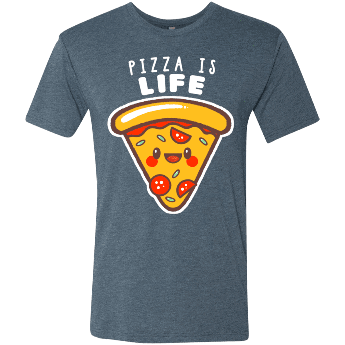 T-Shirts Indigo / S Pizza is Life Men's Triblend T-Shirt