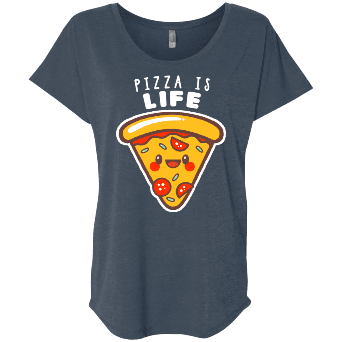 T-Shirts Indigo / X-Small Pizza is Life Triblend Dolman Sleeve