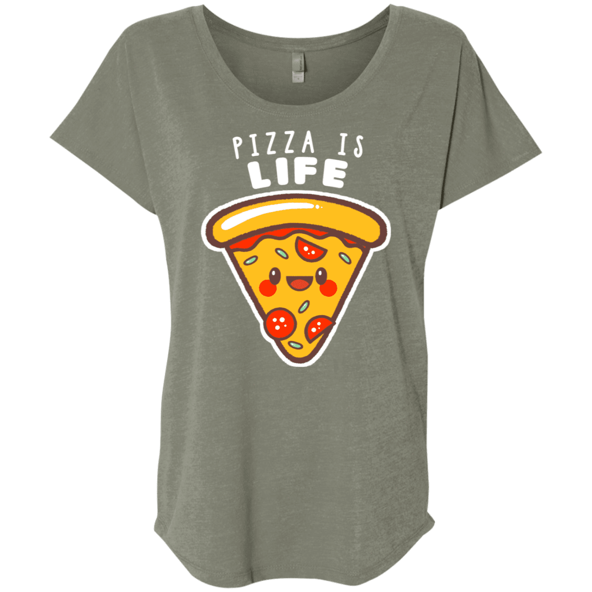 T-Shirts Venetian Grey / X-Small Pizza is Life Triblend Dolman Sleeve