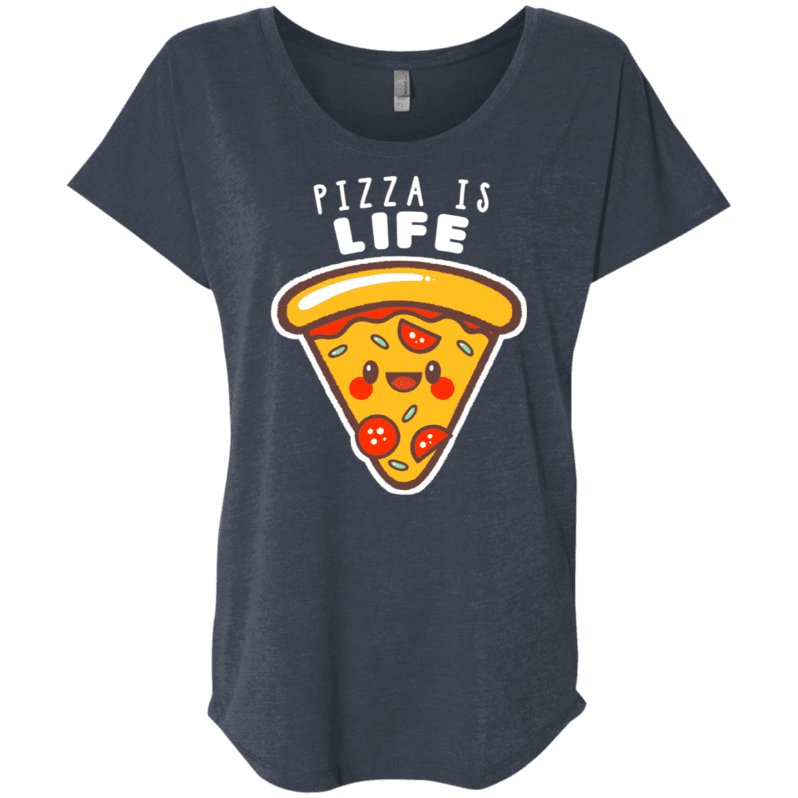 T-Shirts Vintage Navy / X-Small Pizza is Life Triblend Dolman Sleeve