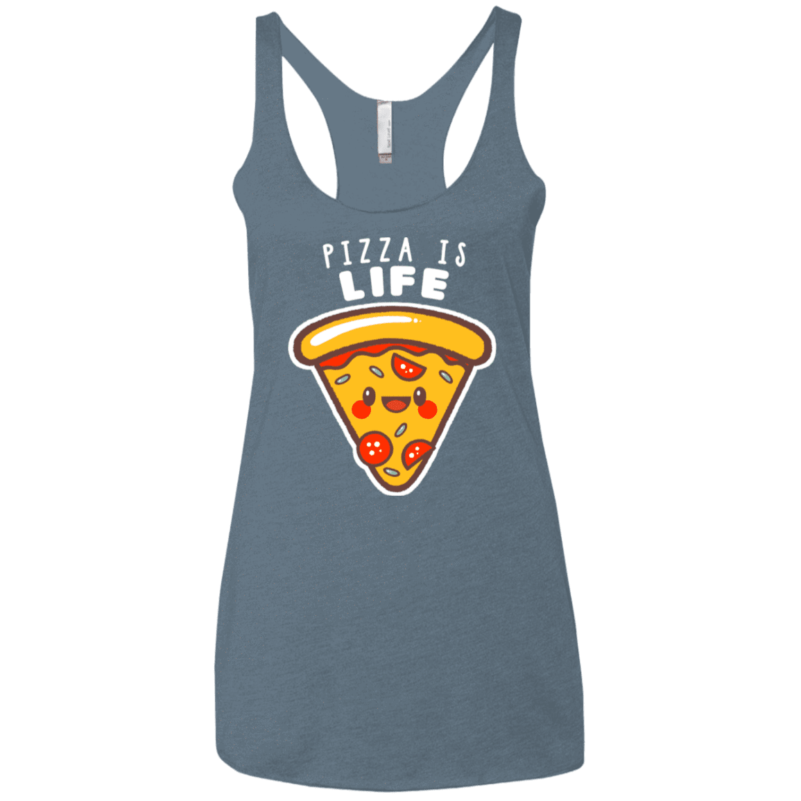 T-Shirts Indigo / X-Small Pizza is Life Women's Triblend Racerback Tank