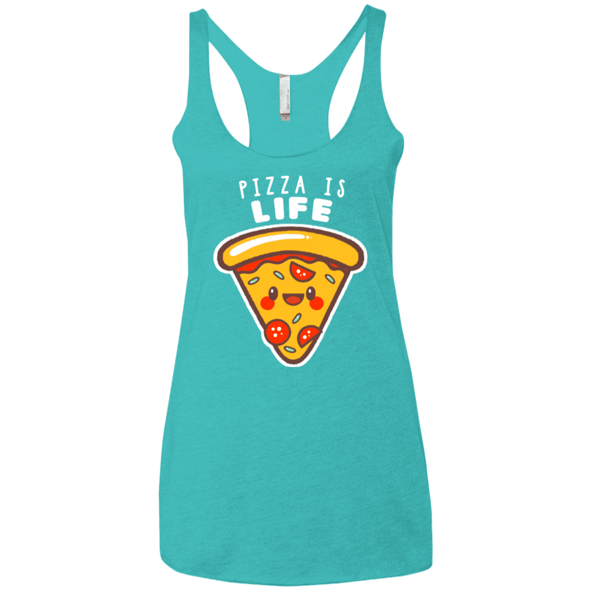 T-Shirts Tahiti Blue / X-Small Pizza is Life Women's Triblend Racerback Tank