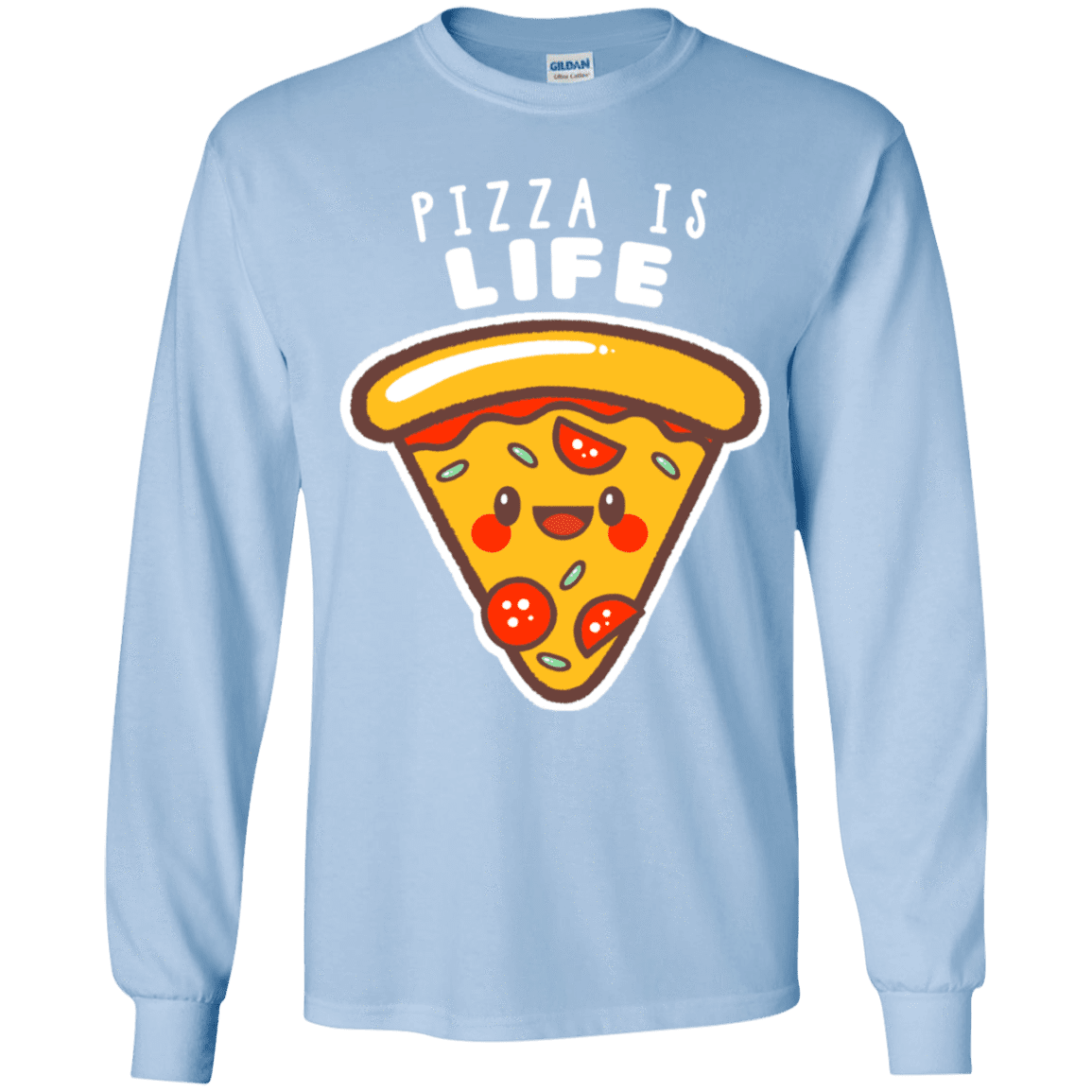 T-Shirts Light Blue / YS Pizza is Life Youth Long Sleeve T-Shirt