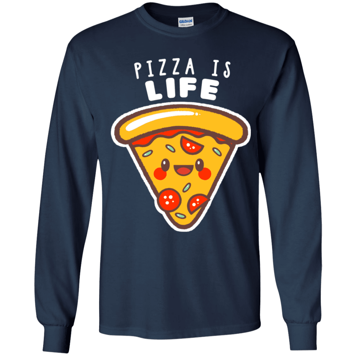 T-Shirts Navy / YS Pizza is Life Youth Long Sleeve T-Shirt