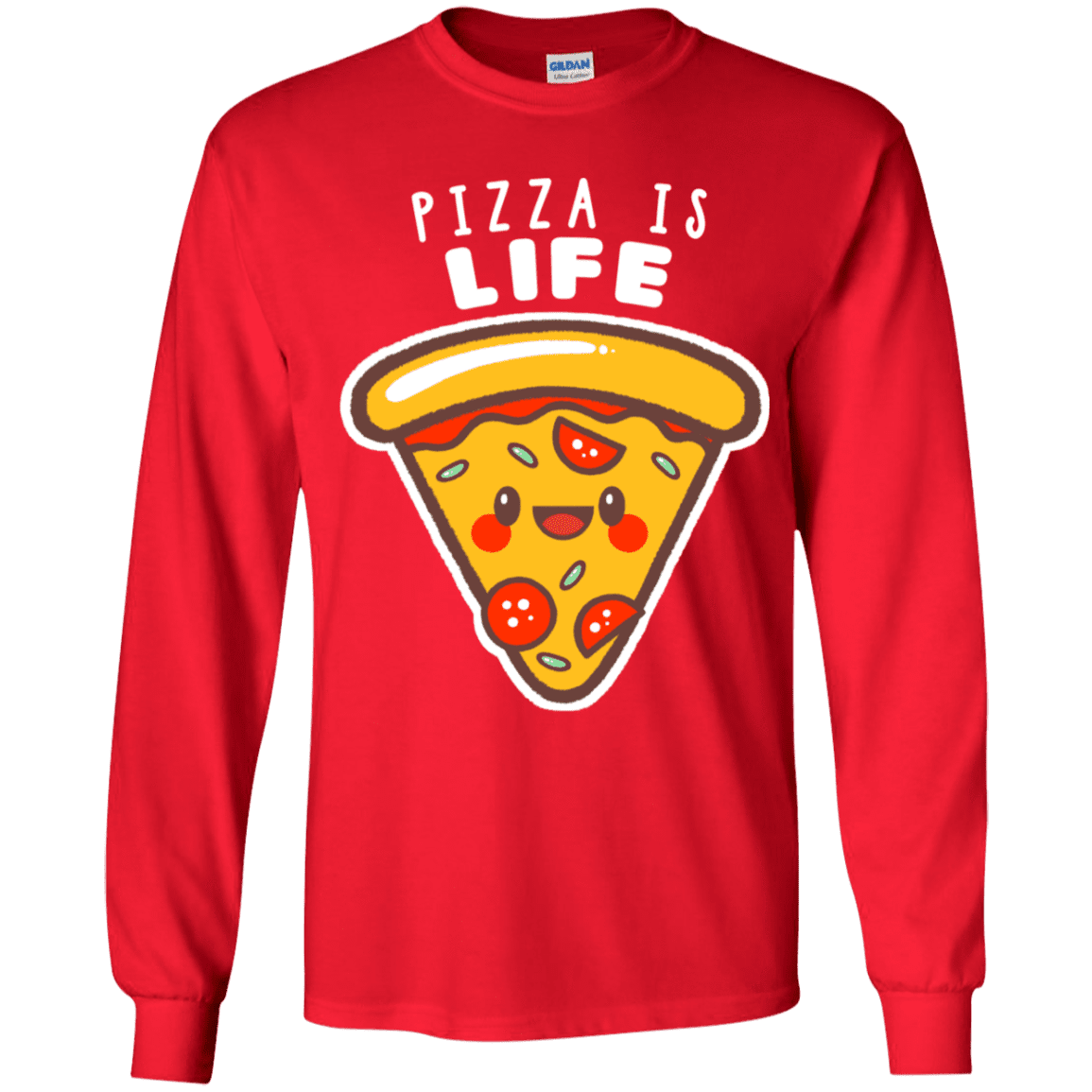 T-Shirts Red / YS Pizza is Life Youth Long Sleeve T-Shirt