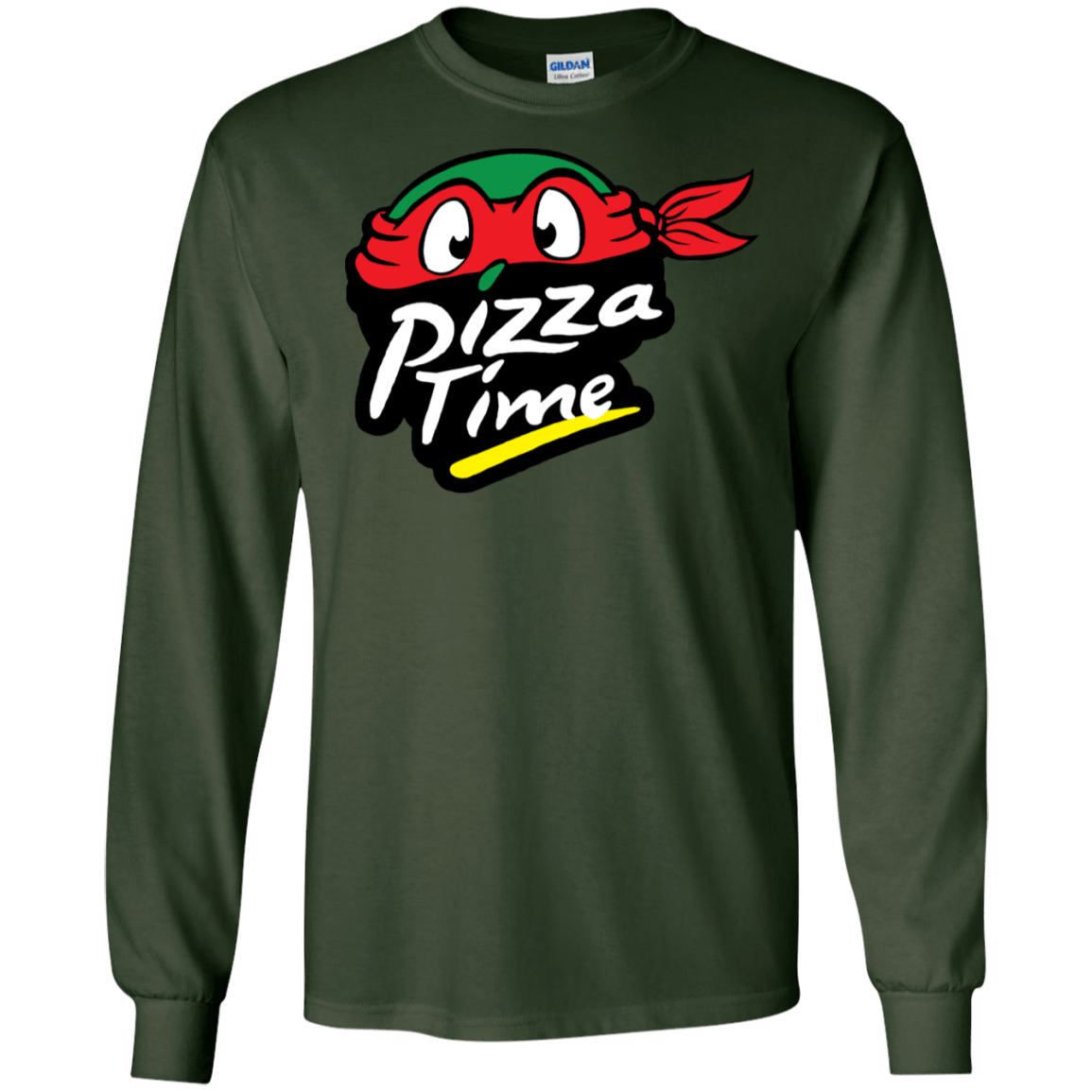 T-Shirts Forest Green / S Pizza Time Men's Long Sleeve T-Shirt