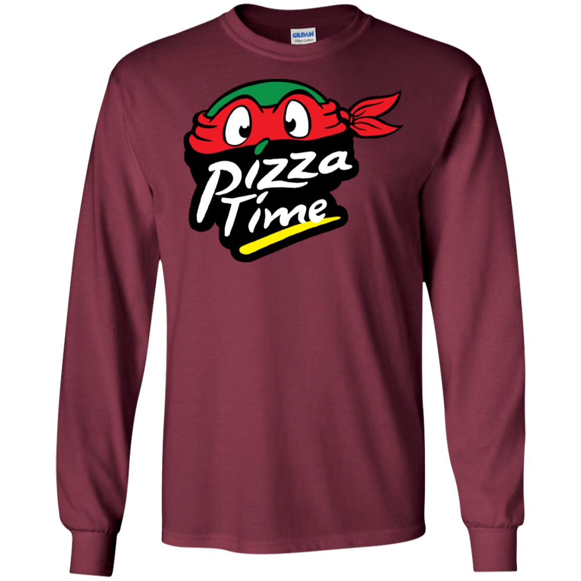 T-Shirts Maroon / S Pizza Time Men's Long Sleeve T-Shirt