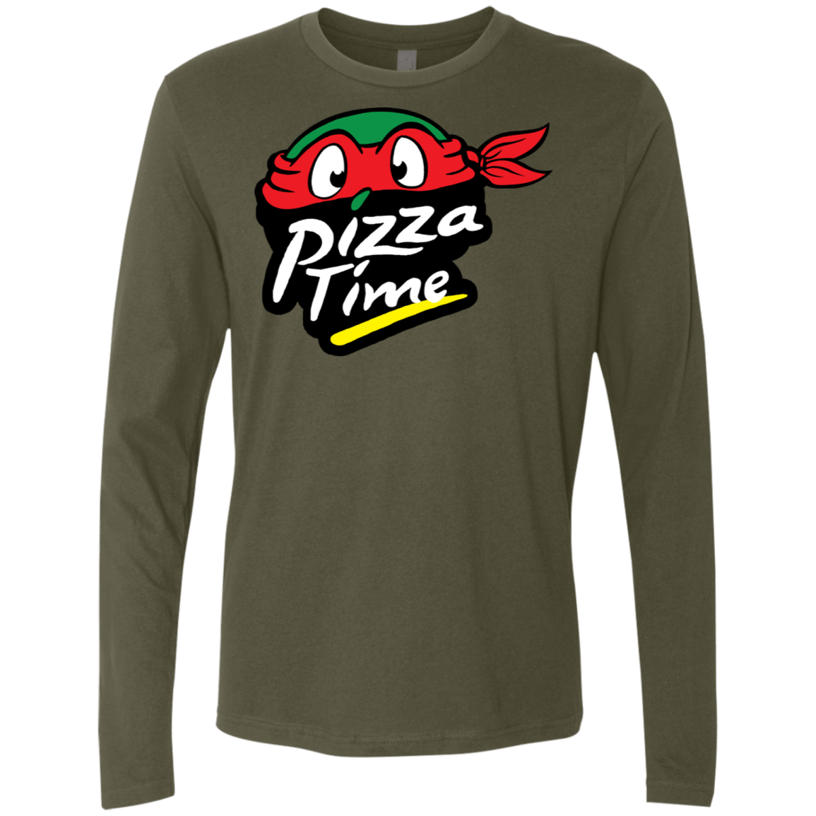 T-Shirts Military Green / S Pizza Time Men's Premium Long Sleeve