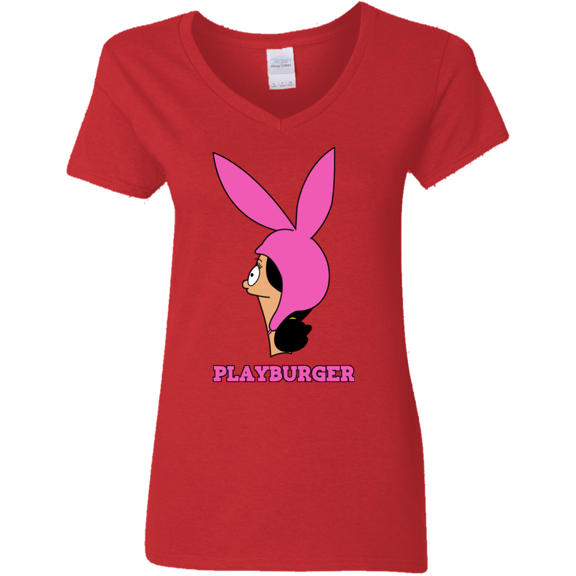 T-Shirts Red / S Playburger Women's V-Neck T-Shirt
