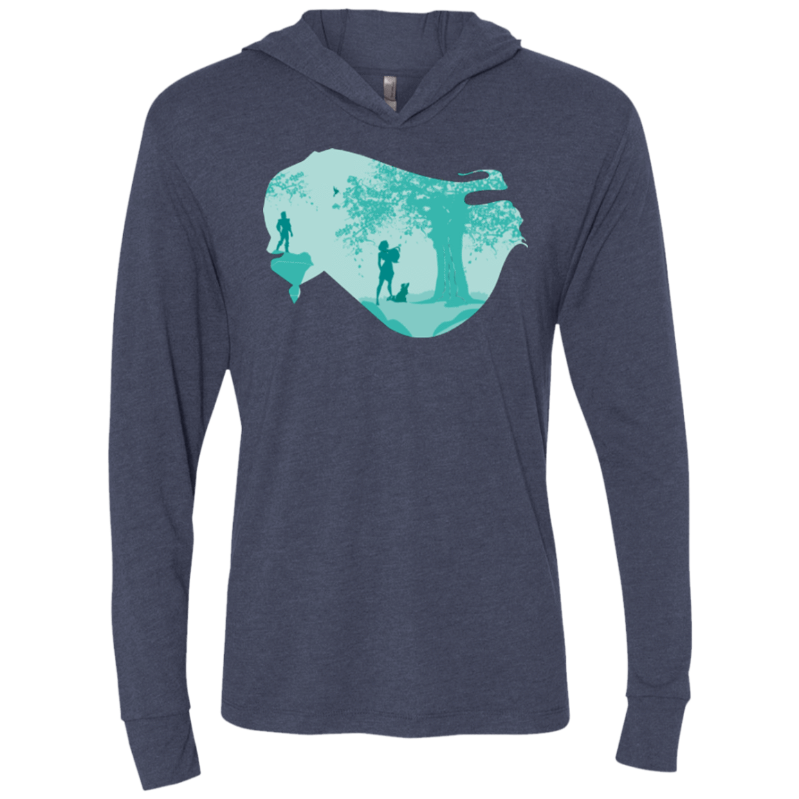 T-Shirts Vintage Navy / X-Small Poca Portrait Pop Triblend Long Sleeve Hoodie Tee