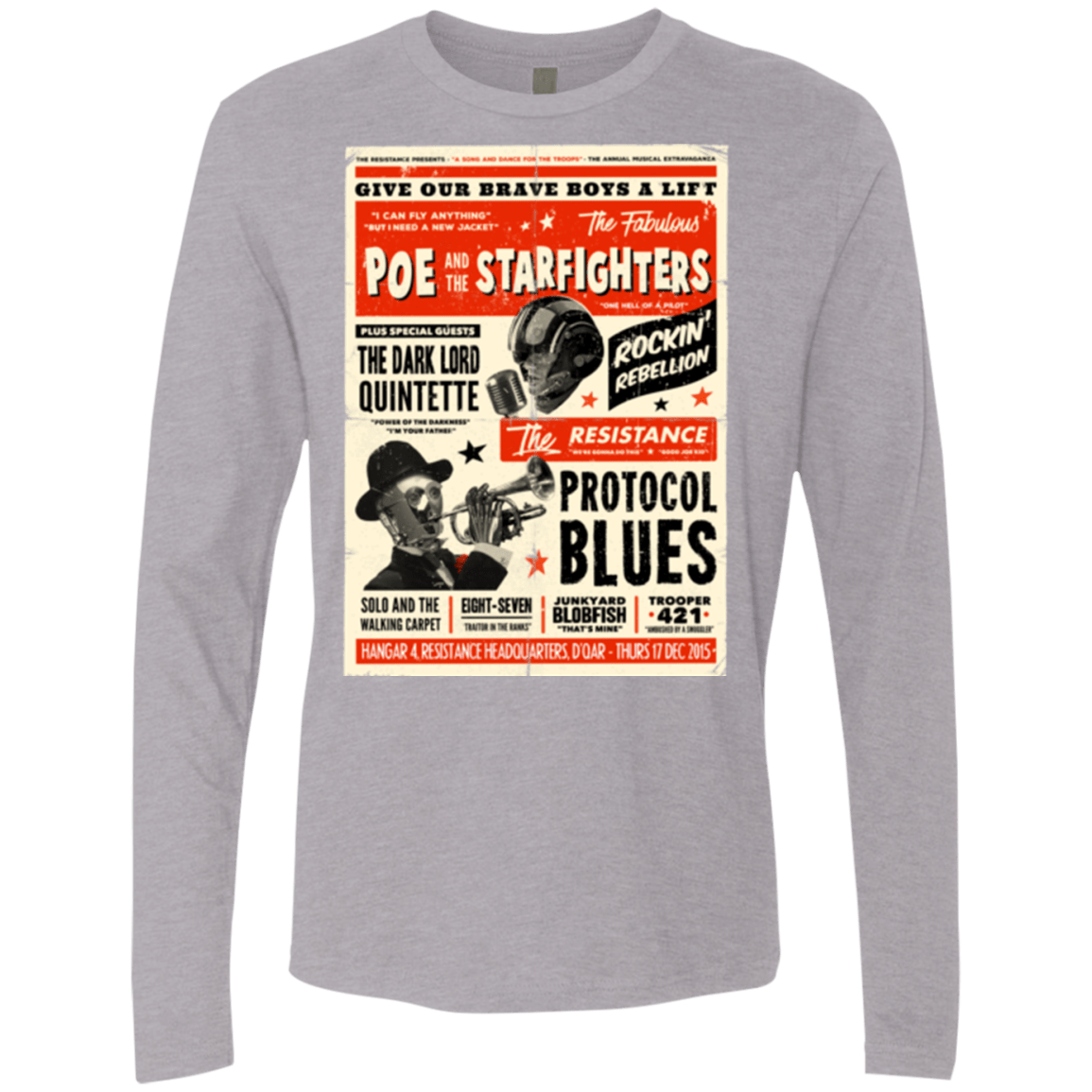T-Shirts Heather Grey / Small Poe and The Starfighters Men's Premium Long Sleeve