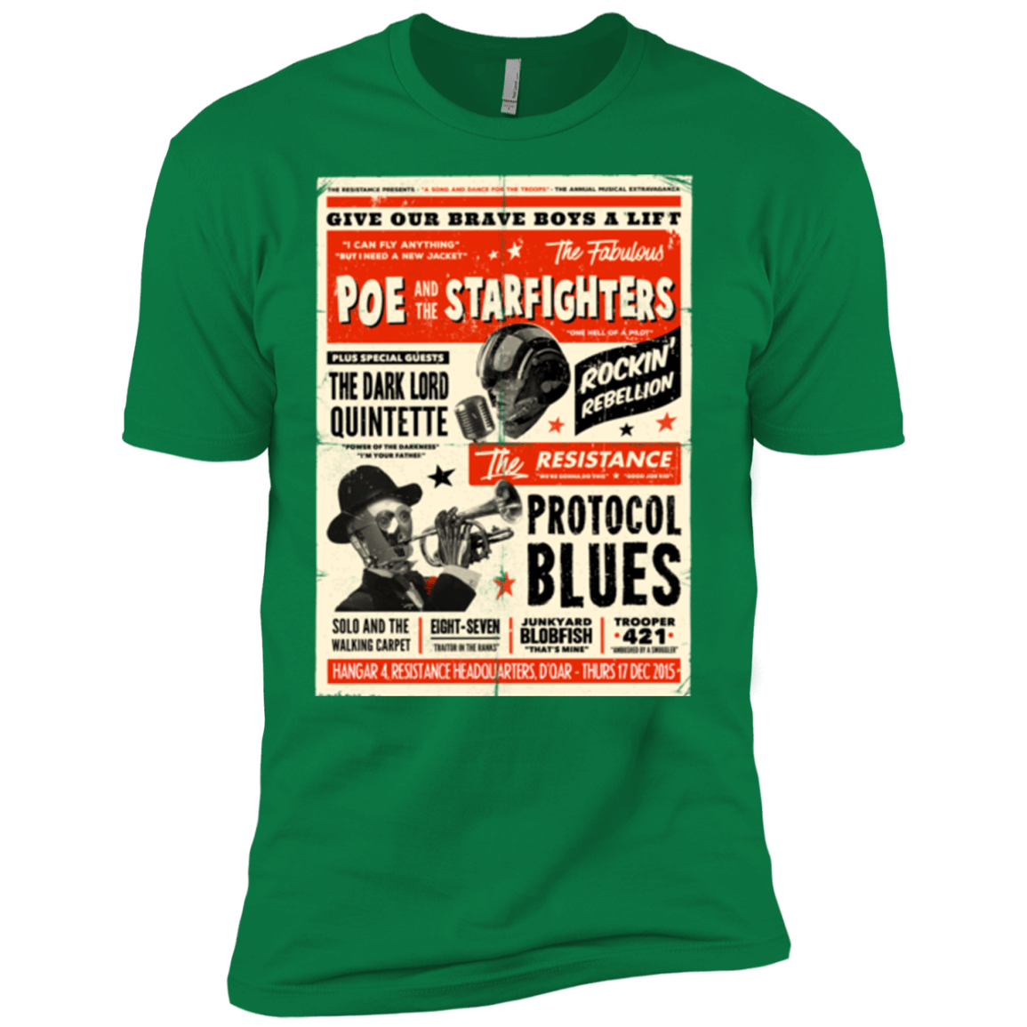 T-Shirts Kelly Green / X-Small Poe and The Starfighters Men's Premium T-Shirt