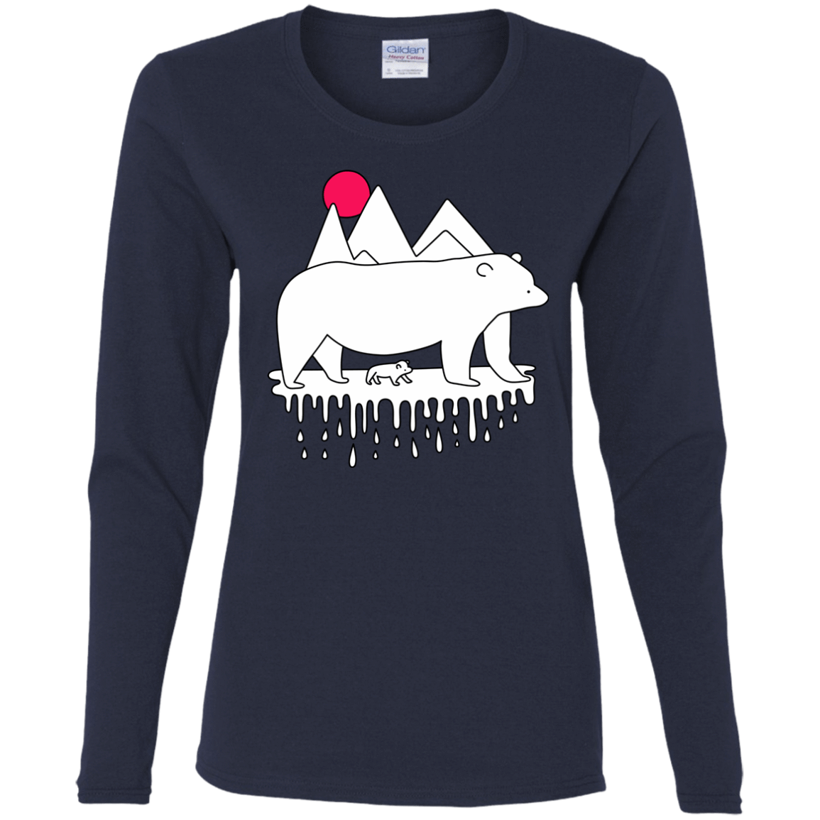T-Shirts Navy / S Polar Bear Family Women's Long Sleeve T-Shirt