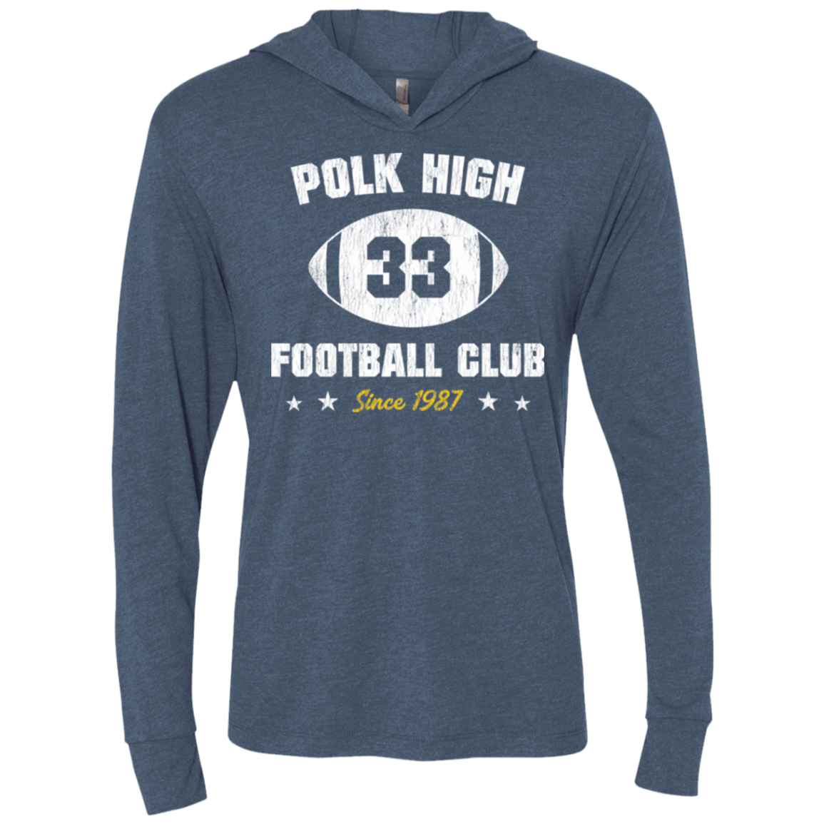 T-Shirts Indigo / X-Small Polk High Football Triblend Long Sleeve Hoodie Tee